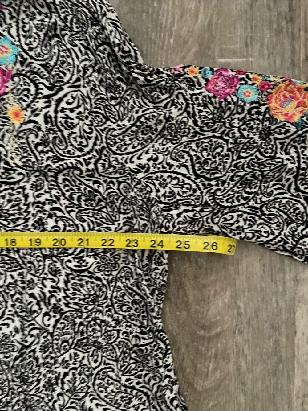 Savanna Jane Black & White Paisley Tunic with Bright Floral Embroidery - Picture 11 of 12